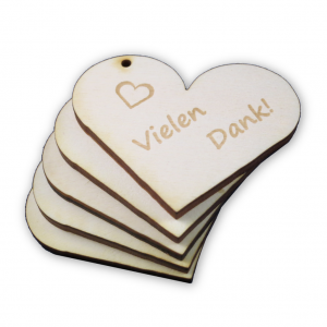 Holzherz - Geschenkanhänger - Mitgebsel - Herzen Vielen Dank